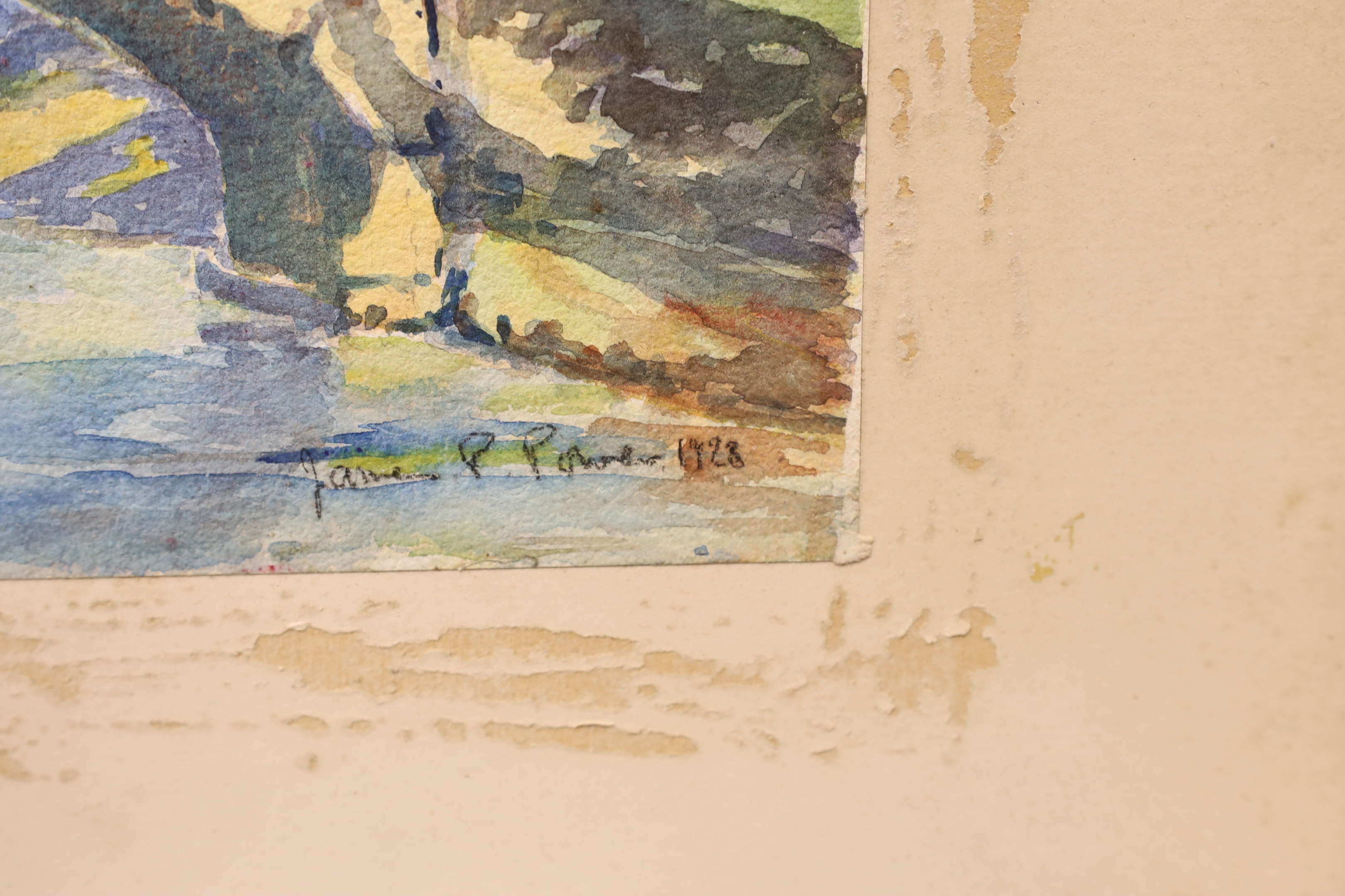 James P. Power (fl.1924 - 1938), watercolour, Bridge in parkland, signed and dated 1928, 25 x 35cm, unframed